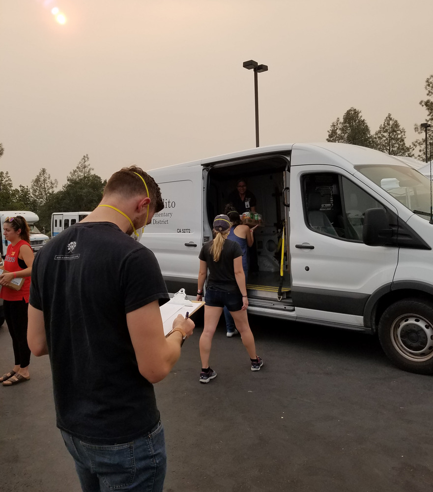 BCOE's Calkidz program and staff deliver food to the Salvation Army in Redding for fire relief