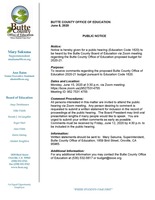 Public Hearing to be heard by the Butte County Board of Education regarding the Proposed Budget for 2020-2021