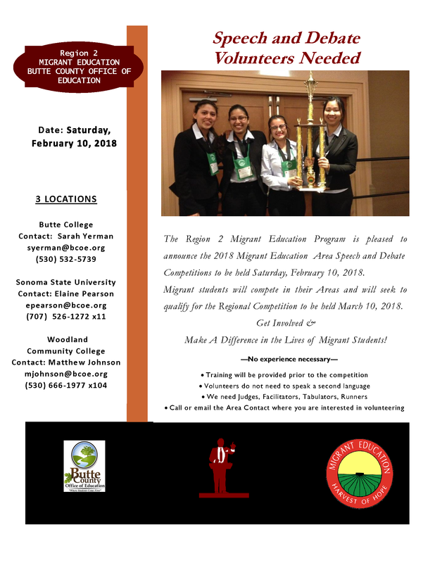 Calling Volunteers to Help with Speech and Debate Tournament